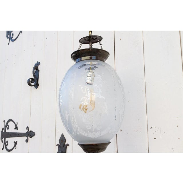 Glass Teardrop Clear Etched Lamp For Sale - Image 7 of 9