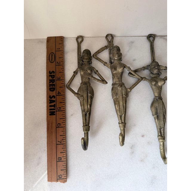 Set of 4 Tribal Serpent Goddess Wall Hooks Made of Brass For Sale - Image 16 of 18