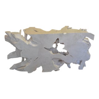 Andrianna Shamaris Bleached Teak Wood Console or Coffee Table For Sale