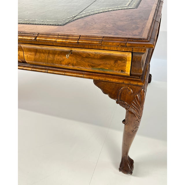 Mid 20th Century Large English Chippendale Style Burl Walnut Partners Desk With Ogee Molded Drawers For Sale - Image 13 of 18