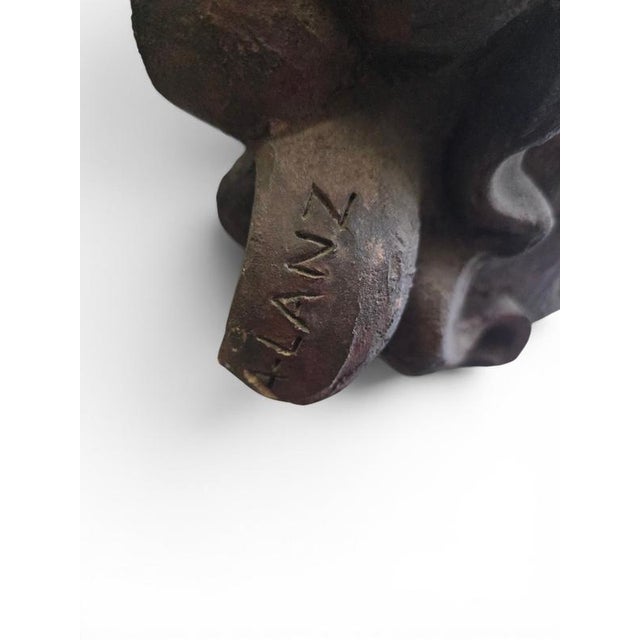 Alfredo Lanz, Classical Greek Head on Marble Base, 1970, Terracotta For Sale - Image 10 of 11