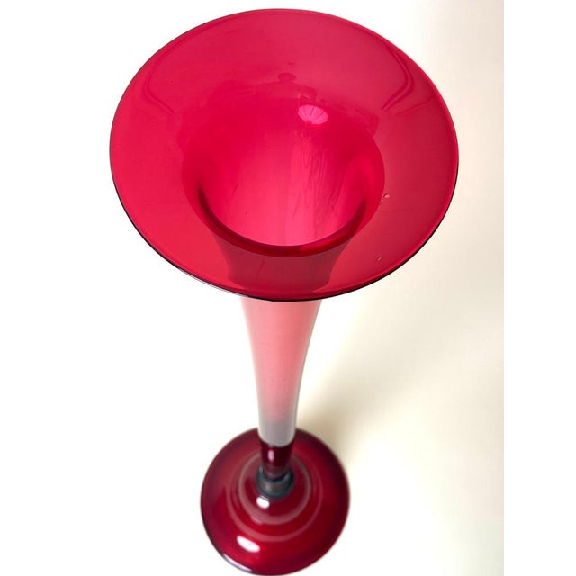 Art Glass Murano Ruby Red Floor Vase, Italy, 1960s For Sale - Image 6 of 18