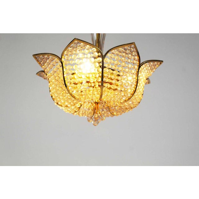 1970s Medium Sized Crystal Glass Tole Chandelier Light by Palwa, Germany, 1970s For Sale - Image 5 of 12