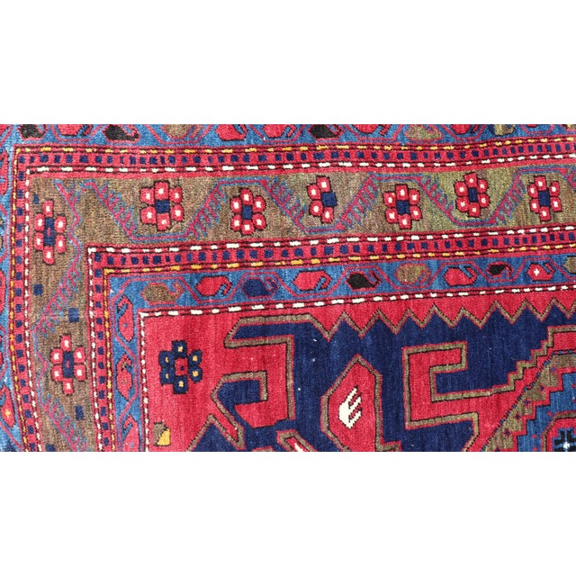 Antique Caucasian Kazak Rug With Bold Geometric Tribal Medallion Design For Sale - Image 13 of 16