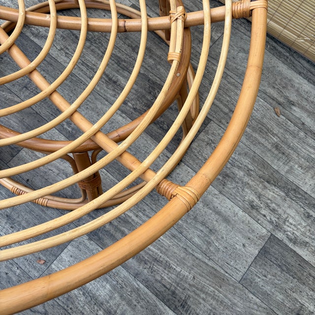 Vintage Coastal Style Bowl-Shaped Papasan Rattan Lounge Chair. Circa 1980s For Sale - Image 13 of 17