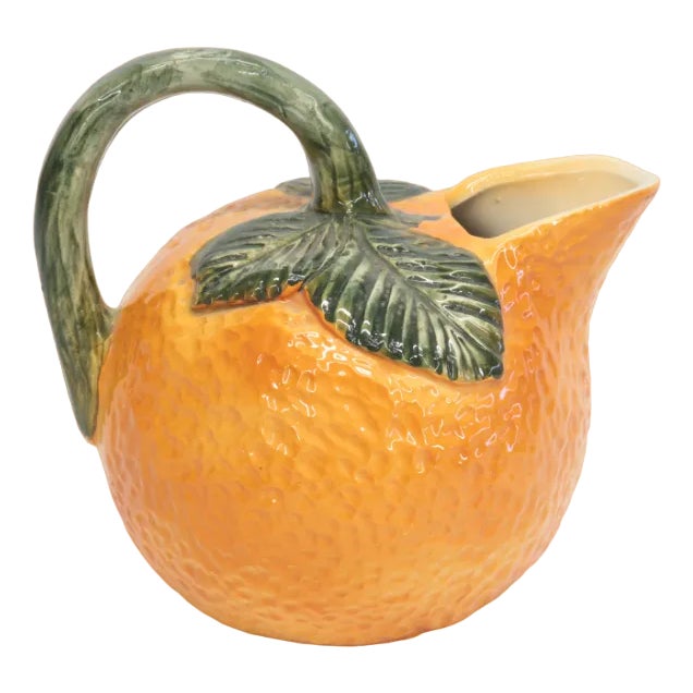 Italian Teapot Carafe Jug in Orange Ceramic, 1970 For Sale