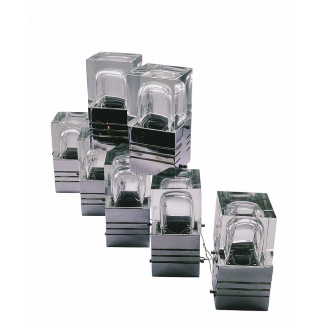 Cubic Table Lamps by Gaetano Sciolari for Sciolari, Italy, 1970s, Set of 7 For Sale - Image 6 of 7
