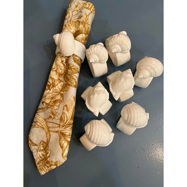 Ceramic 1970’s White Porcelain Shell Motif Napkin Rings - a Set of 8 For Sale - Image 7 of 8