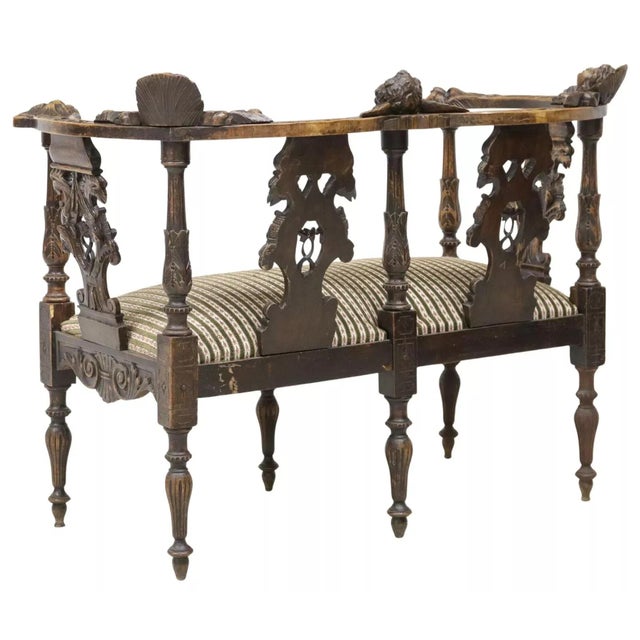 Late 20th Century 1900's Ornate French, Renaissance Revival, Figural, Carved, Upholstered Salon Settee!! For Sale - Image 5 of 8