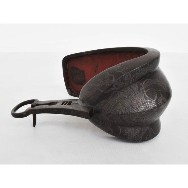 18th Century Japanese Shogun Brackets in Silver, Inlaid Iron and Red Lacquer, Set of 2 For Sale - Image 5 of 12