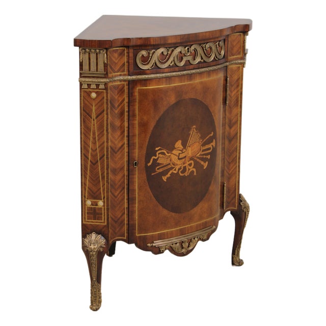 Theodore Alexander Bronze Mounted Corner Cabinet For Sale