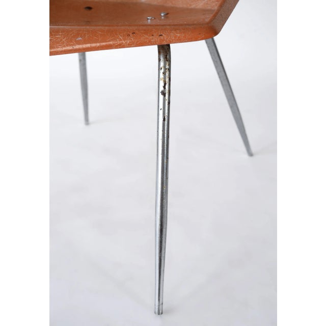 1950s MCM Paul McCobb Orange Fiberglass Origami Chair For Sale - Image 11 of 12