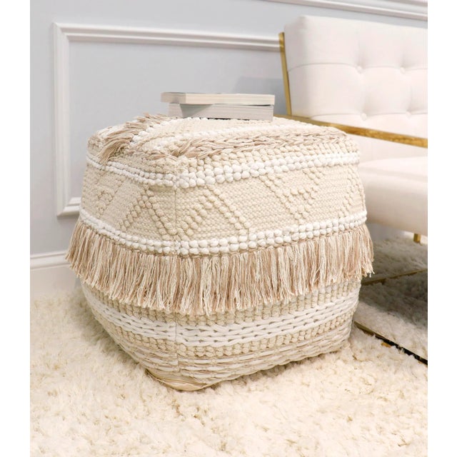 Pasargad Home Grandcanyon Collection Cotton Pouf For Sale - Image 4 of 10