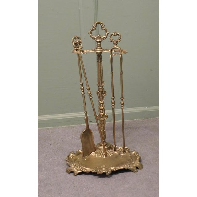 Attractive Brass Rococo Style Fireside Companion Set, Fireside Tools This is a very attractive set on its own stand,...