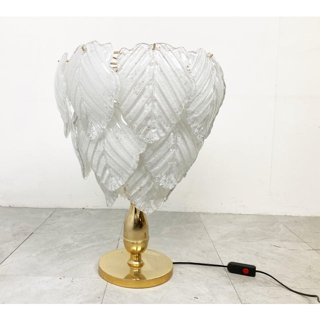 Vintage Murano Leaf Table Lamp, 1970s For Sale - Image 4 of 12