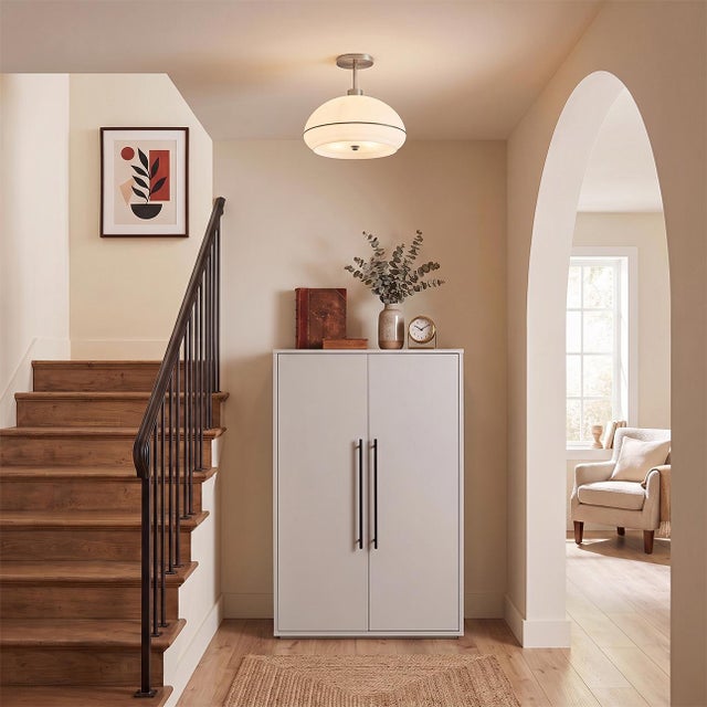 The Morelli Semi Flush Mount is a dimmable Semi Flush Mount with a satin nickel steel body, offering adjustable light...
