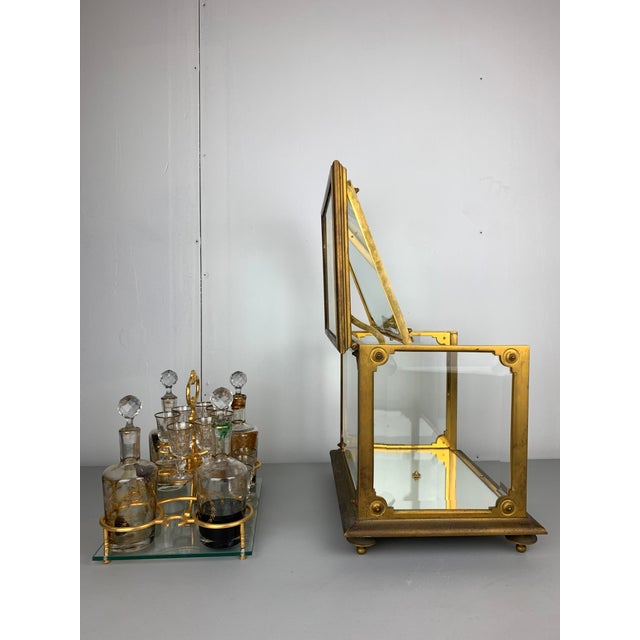 1960s Vintage Brass and Glass Liqueur Box Set For Sale - Image 11 of 12