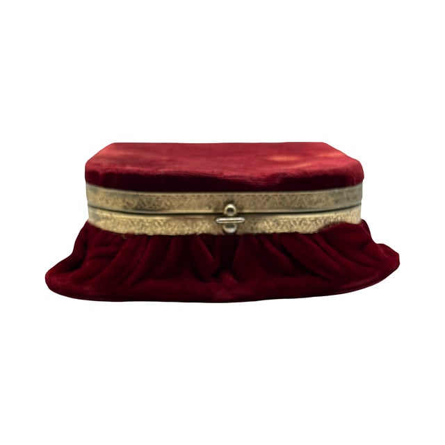 French Antique French Red Velvet Jewelry Casket For Sale - Image 3 of 16