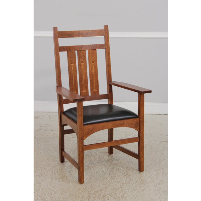 Stickley Set of 6 Stickley Harvey Ellis Mission Oak Dining Chairs For Sale - Image 4 of 16