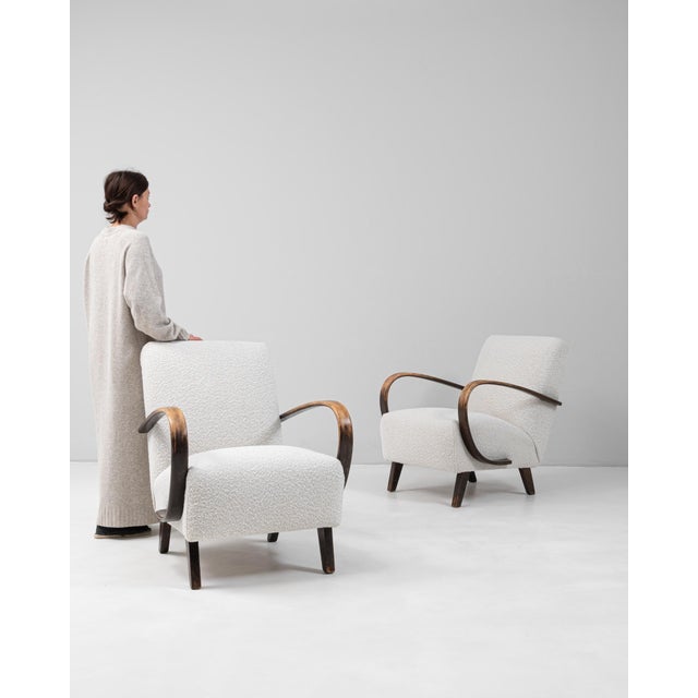 1950s Czech MCM Upholstered Armchairs By J. Halabala - A Pair For Sale - Image 17 of 18