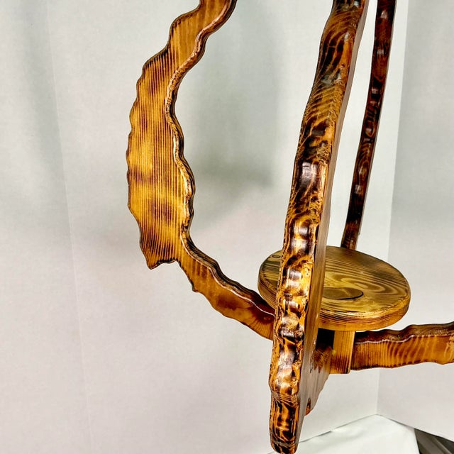 1970s Vintage Boho Chic Folk Art Burnt Pine Owl Hanging Planter. For Sale - Image 9 of 12