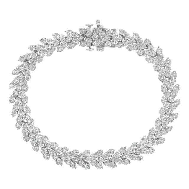 .925 Sterling Silver 2.00 Cttw Miracle Set Diamond Laurel Wreath Link Bracelet (I-J color, I3 clarity) - 7.25" For Sale