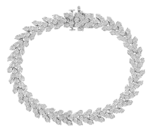 .925 Sterling Silver 2.00 Cttw Miracle Set Diamond Laurel Wreath Link Bracelet (I-J color, I3 clarity) - 7.25"