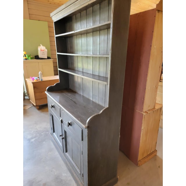 Antique Rustic One Piece Pine Dresser From Southern England in a Wonderful Grey/Blue Color - Circa 1890 For Sale - Image 13 of 17