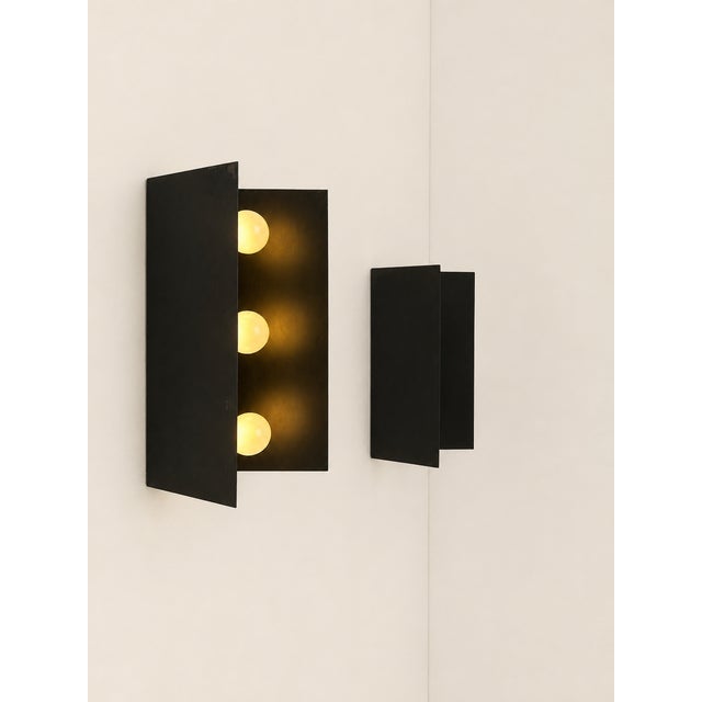 1970s Black and Chrome Metal Wall Sconces, France, 1970, Set of 2 For Sale - Image 5 of 6