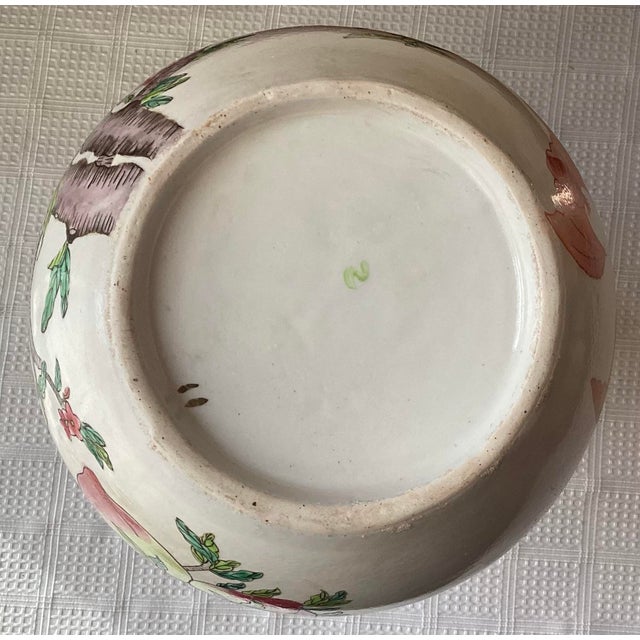 Ceramic VTG Chinese Famille-Rose Peach & Bat Design Porcelain Vase 14" T. For Sale - Image 7 of 10