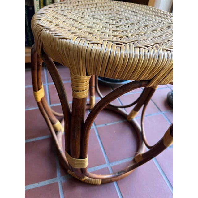 Tribal 1970s Vintage Wicker Drum Stool For Sale - Image 3 of 7