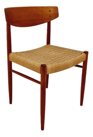 Danish Teak & Paper Cord Dining Chair from A.M. Mobler, 1960s
