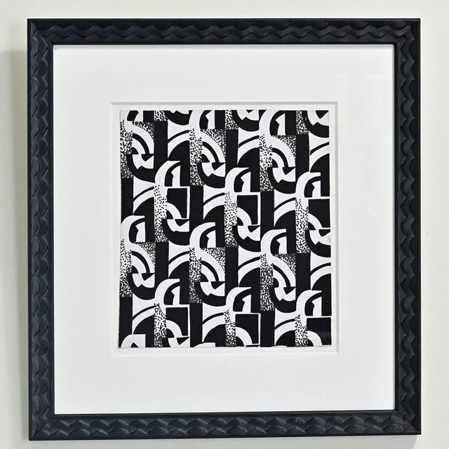 Early 20th Century English Art Deco Handmade Wallpaper Sample, Framed For Sale - Image 5 of 9