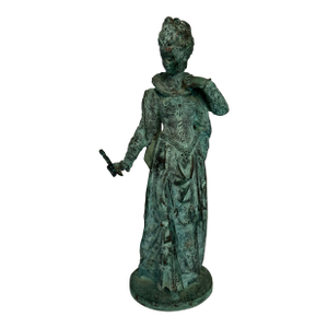 Late 19th Century Patinated Bronze Figure of a Lady With Mirror