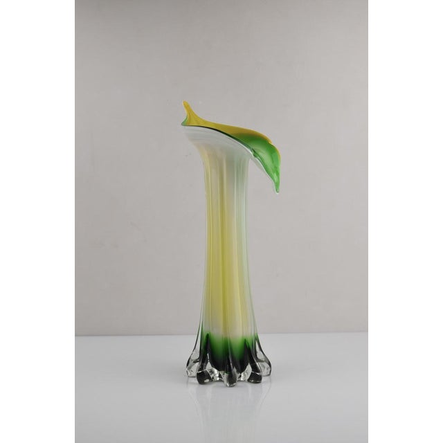 Green and Yellow Murano Glass Vase, 1970s For Sale - Image 11 of 12