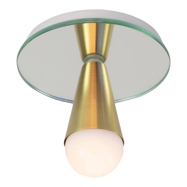 Echo 1 Flush Mount, Brass, 5in Glass Globe, Modern Led Ceiling Light, by Souda For Sale