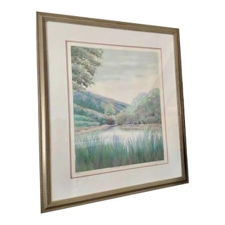 Original Framed Watercolor Landscape Painting Signed by Artist For Sale