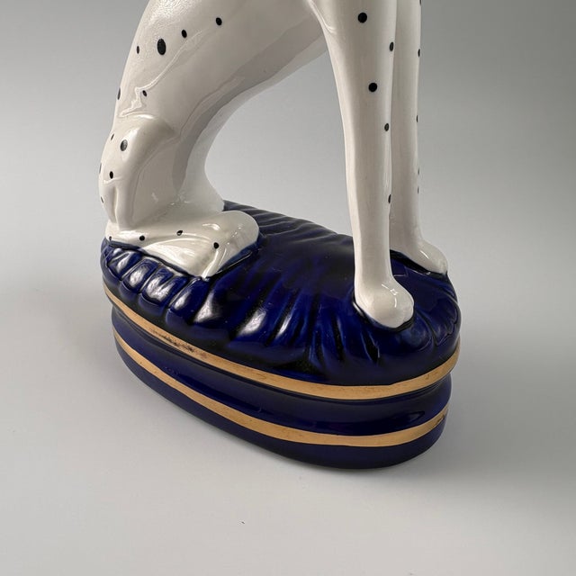 Fitz and Floyd Dalmatian Figurine on Cobalt Blue Base With Gold Accents For Sale - Image 10 of 13