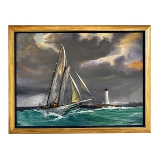 Kipp Soldwedel “Schooner at Sea” 1959 Nautical Oil on Canvas For Sale