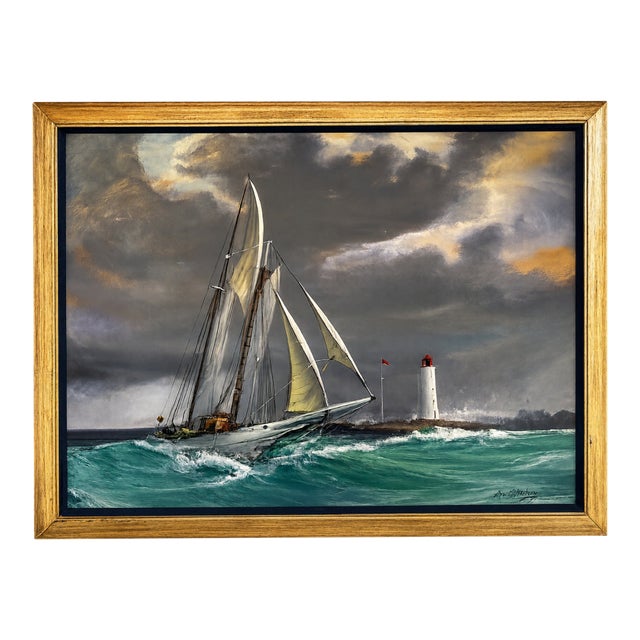 Kipp Soldwedel “Schooner at Sea” 1959 Nautical Oil on Canvas For Sale