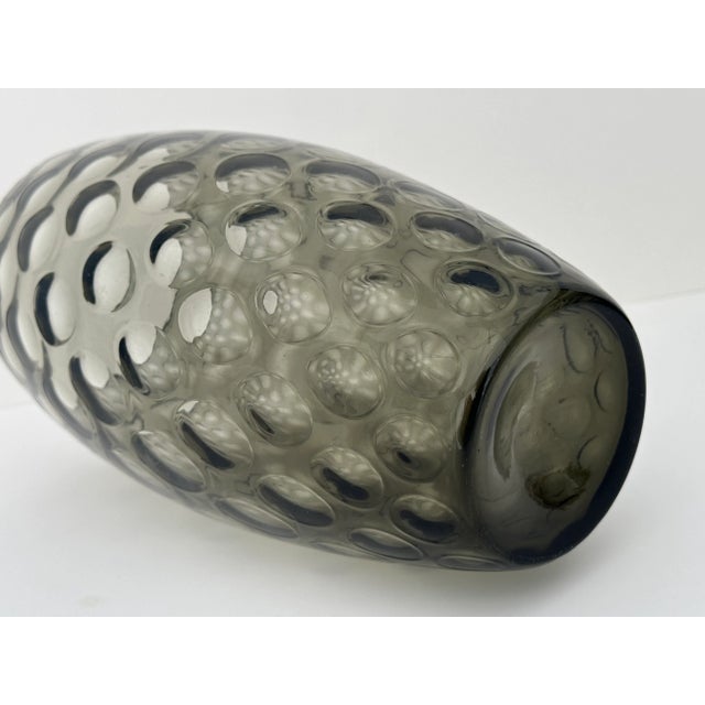 Mid 20th Century 1950's Borske Sklo Optic Glass Vase in Smoke Gray For Sale - Image 5 of 6