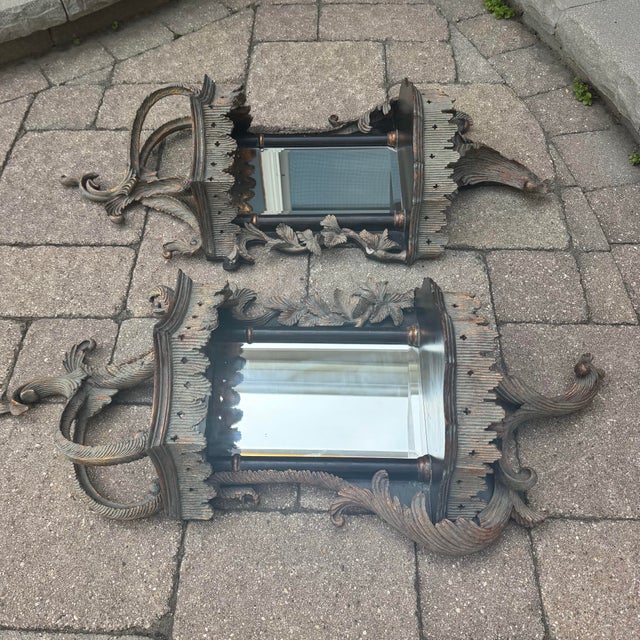 Early 2000s Chippendale Style Mirrored Wall Shelves - A Pair For Sale - Image 9 of 13