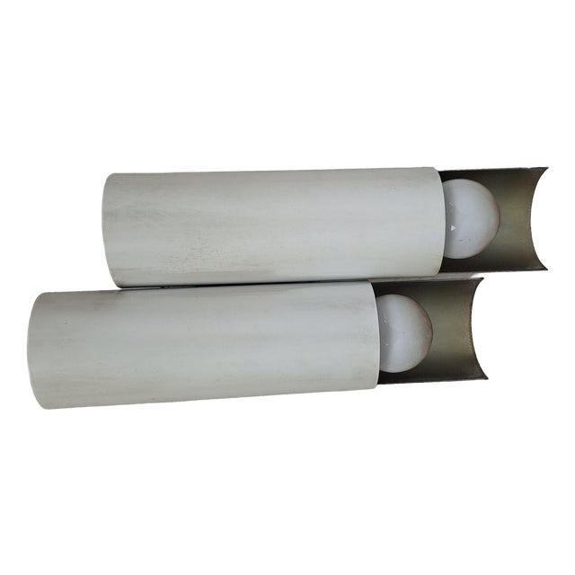 Tubetto Two-Light Wall Lamp in White Iron and Chrome by Stilnovo, 1960s For Sale