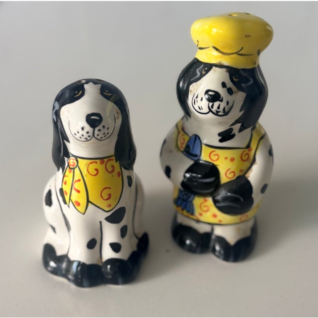 2001 Candace Reiter "Dogzilla" Chef Dogs Ceramic Salt & Pepper Shakers - Set of 2 For Sale - Image 11 of 13