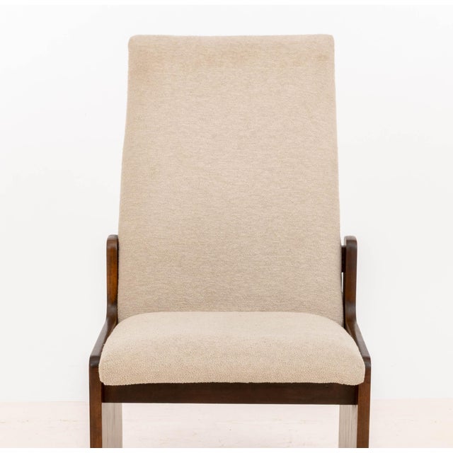 Lane "Pueblo" Grey Boucle Upholstered Walnut Dining Chairs, 6 For Sale - Image 16 of 17