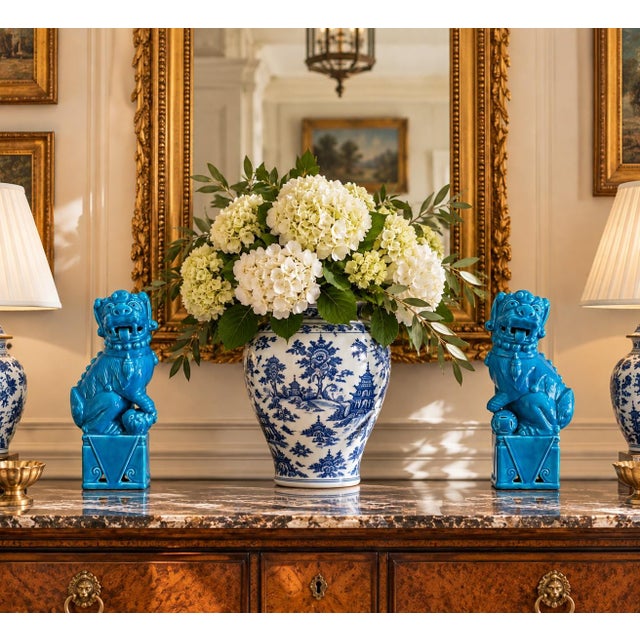 Japanese 1960s Japanese Turquoise Glazed Porcelain Foo Dog Guardian Lions, Pair For Sale - Image 3 of 12
