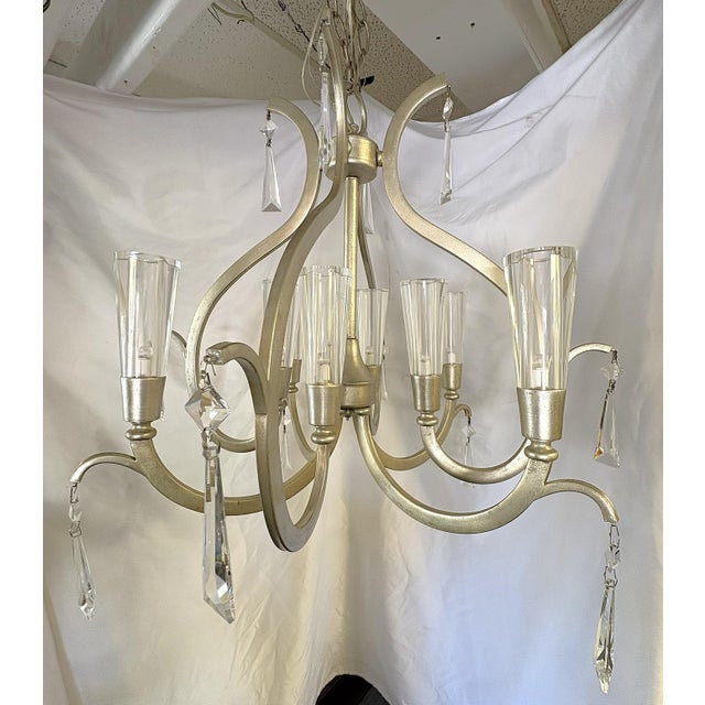 Artcraft 'Madison' 8-Light Chandelier With Silver Leaf Finish and Lucite Shades For Sale - Image 11 of 17