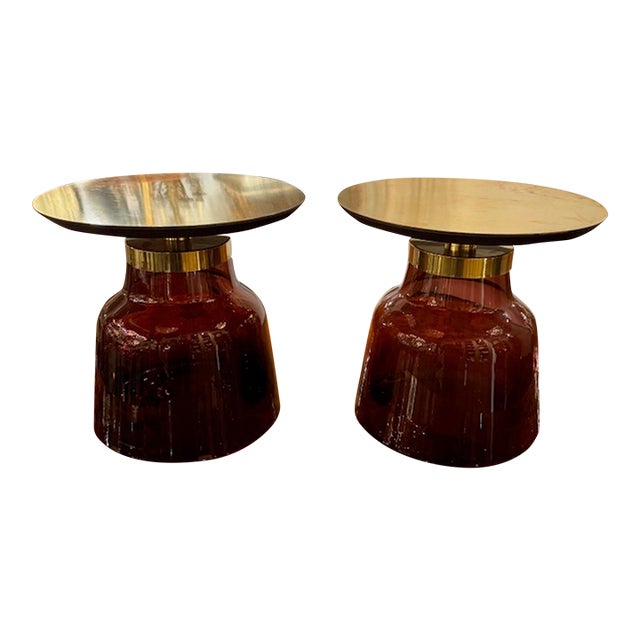Pair of Italian Amethyst Side Tables For Sale