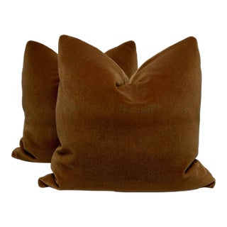 S. Harris "Ankara Mohair" in Rootbeer 22" Pillows-A Pair For Sale
