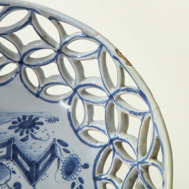 Mid 18th Century Traditional Irish Delft Porcelain Basket For Sale - Image 10 of 12